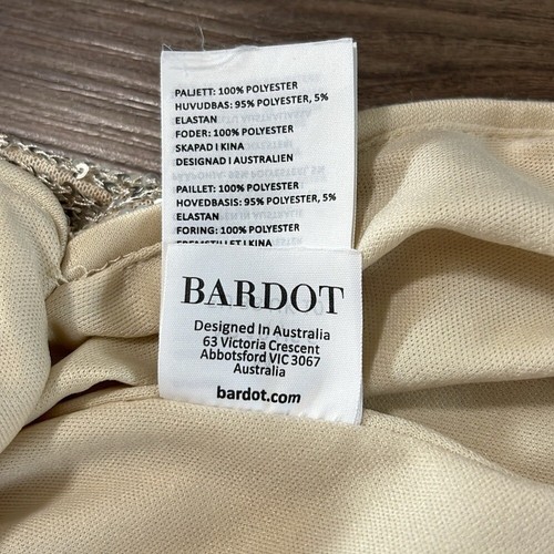 Bardot Alessandra Cutout Sequin Dress Beige size medium - Picture 13 of 16