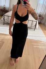 NWT Reformation Alsie Dress Black Cutout Side Slit Midi Dress Size 2