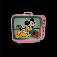 Vintage 1960’s Disney Mickey Mouse Dan Brechner Pink Television Bank