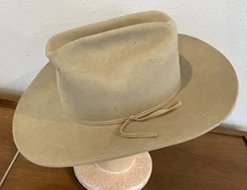 VTG Stetson 3x Beaver Tan Cowboy Rancher  Hat Sz 6 7/8 Long Oval
