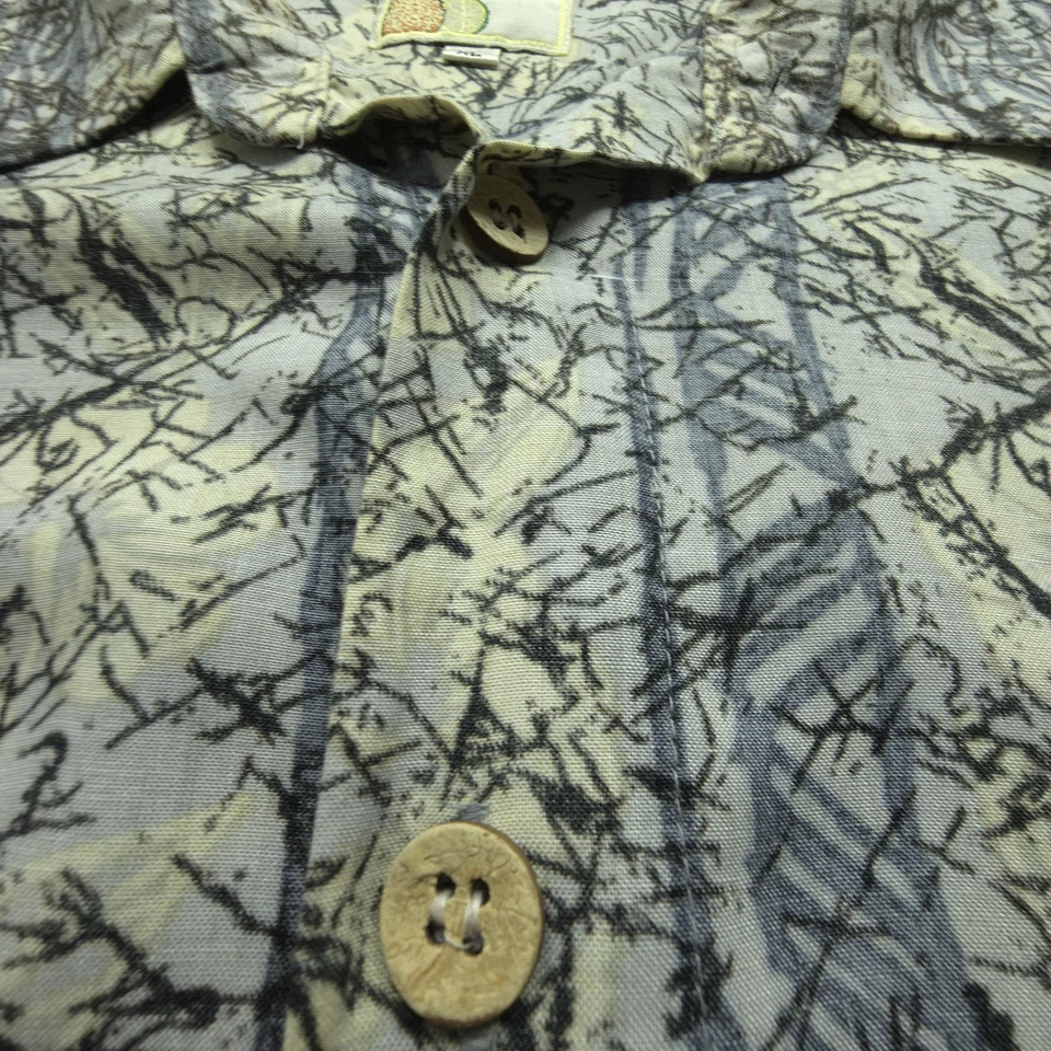 Винтажная мужская спортивная рубашка M E XL серая синяя бежевая вискоза тонкая гавайская повседневная Aloha Camp - Изображение 3 из 4