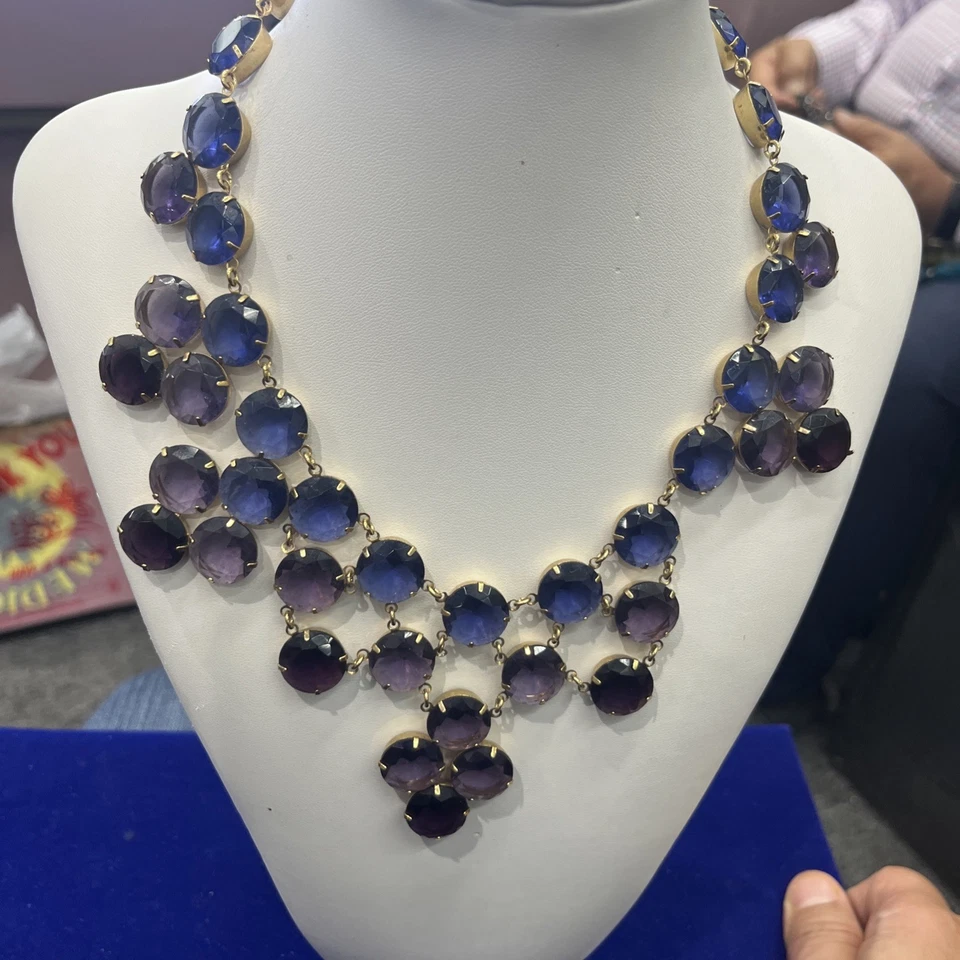 Collar babero Kate Spade cristal amatista zafiro púrpura collar babero diseñador Foto 3 de 4