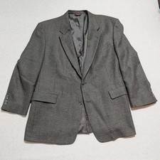 Hart Schaffner Marx Men's Blazer 48R Charcoal Houndstooth Wool Jacket Vintage