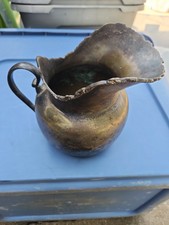 Antique Silverplate Pitcher with Ornate Handle and Monogram