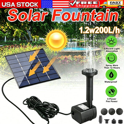 Solar Power Fountain Submersible Floating Water Pump Bird Bath Pond Garden Decor