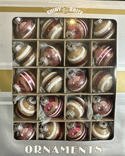 Christopher Radko Shiny Brite Set Of 20 Small Round PINK Glass Christmas Pastel