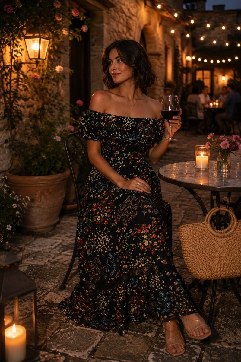 Alice + Olivia “Cheri” Black Floral Off Shoulder Maxi Dress | eBay