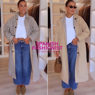 ZARA SS26 BEIGE-BROWN REVERSIBLE PLAID TRENCH COAT ZW COLLECTION 3811/045/083