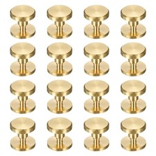 16 Pcs Brass Chicago Screws 9mm Height Flat Head Screw Binding Rivets