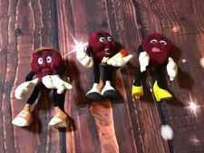 Vintage 3 California Raisins Bendable Plush Figure Applause 1988