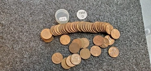 UNC Roll of ( 50 ) UNC 1956d Lincoln Wheat Cents !! UNC , Toning !!