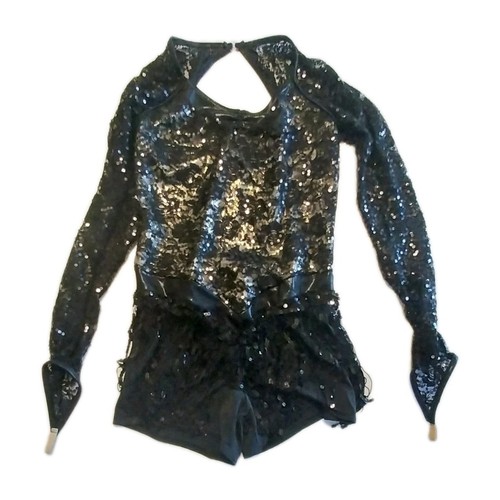 Weissman Long Sleeve Sequin Short Leotard Black Woman's SIZE LA (LARGE ADULT)