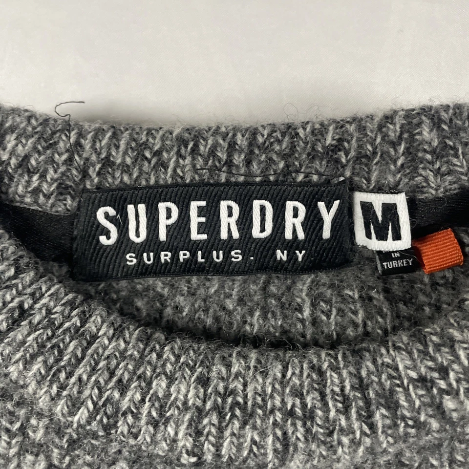 Superdry Suéter De Punto De Mezcla De Lana Para Mujer M Gris Manga Larga Cuello Redondo Pullover Foto 2 de 4