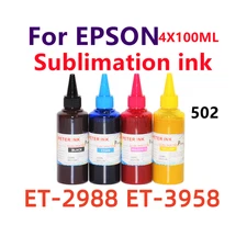 4X100ML Premium Sublimation ink bottles for ET-2988 ET-3958 502