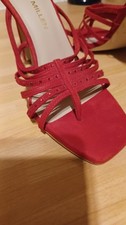 Karen Millen high heeled red sandals with sparkle decorations