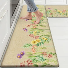 Kitchen Mats for Floor 2-Piece Anti-Fatigue Waterproof Kitchen Rugs for Apart...