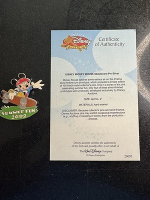 Disney Auctions Summer Fun Mickey Mouse Skateboard LE 4 Pin Silver Prototype