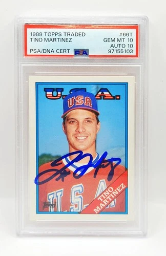TINO MARTINEZ 1988 TOPPS TRADED #66T ROOKIE AUTOGRAPH RC PSA 10 AUTO 10 GEM MINT