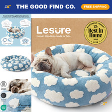 Cozy Jacquard Donut Dog Bed for Medium Dogs - Blue 30x30x8in, TV Featured