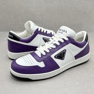PRADA スタッズ ビジュー ミュール 37 ポインテッド ヒール Prada Downtown Leather Sneakers ' White Purple ' | Size 10 UK (11