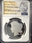 2023-S Peace Dollar, NGC PF-70 ULTRA CAMEO "First Day of Issue" Flawless+++++
