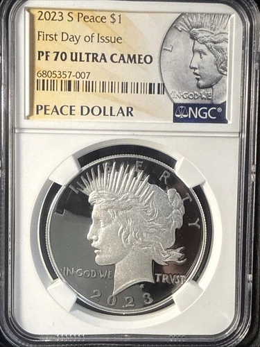 2023-S Peace Dollar, NGC PF-70 ULTRA CAMEO "First Day of Issue" Flawless+++++