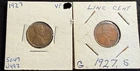 Lot of (2) Lincoln Wheat Cent 1c Penny 1927 P + S VF G YOU GRADE IT 5047