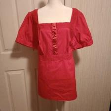 I.N. Studio Women's Henley Top Size 2X Dark Pink Preppy Boat Neck Belted LNC