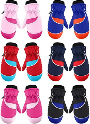 6 Pair Kids Winter Snow Mittens Waterproof Toddler Ski Gloves for Children Outdd