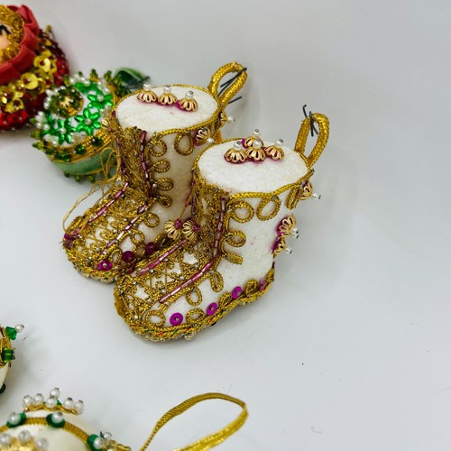 13 Vintage Handmade Sequin Pin Ornaments Boots Balls Christmas Holiday - Picture 7 of 13