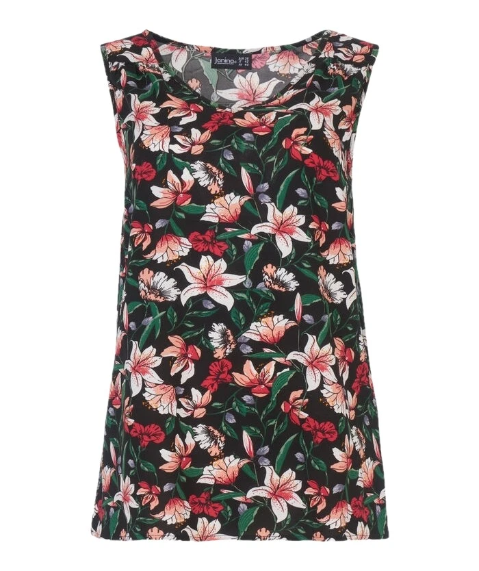 Neu Damen Top Blusentop Tanktop Shirt Blumenmuster - Gr. 40, 42, 44 D5 - Bild 1 von 1