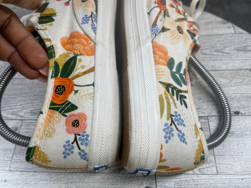 Keds x Rifle Paper Co Damen-Sneaker 9M lebendige Schuhe weiß orange Blumenmuster bequem - Bild 12 von 18