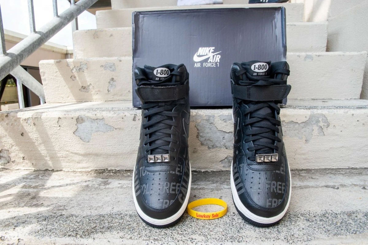 Nike Air Force 1 High 07 PRM 3M Toll Free 1-800 Black Men Size 10 CU1414-001