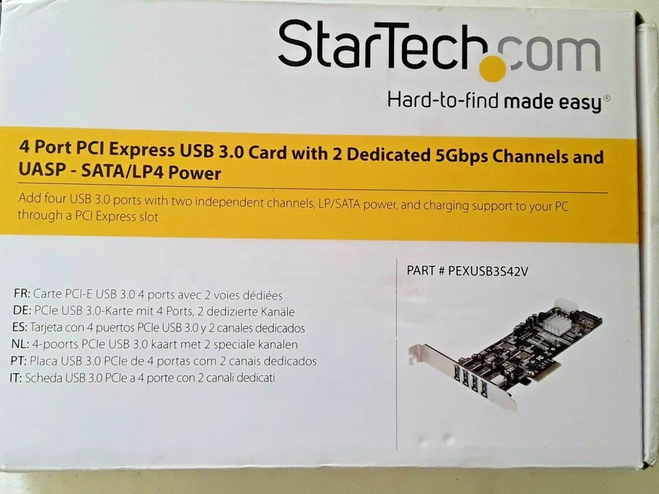 Startech.com PEXUSB3S42V 4 Port PCI Express PCIE USB 3.0 Card Adapter W 2 5GBPS  - Image 3 of 4
