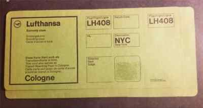 LUFTHANSA AIRLINES Germany 1970 Ticket Jacket Cologne NYC New York A537