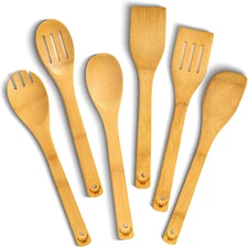Woodlands-Usa Wooden Spoons for Cooking - 6-Piece Wooden Kitchen Utensil Set