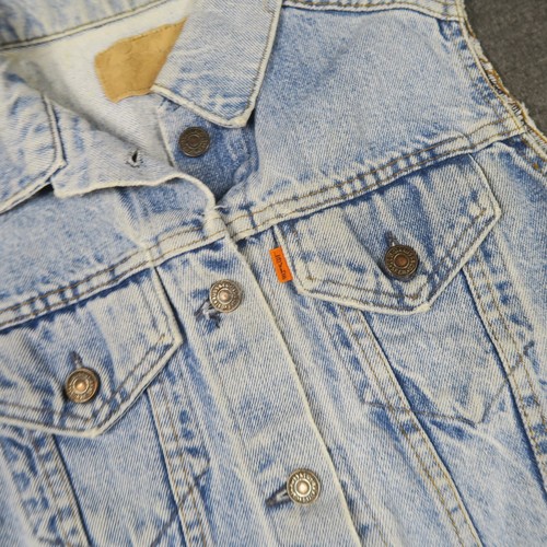 Vintage Levi's Womens Denim Vest XXS 6(AU) Light Blue Sleeveless Trucker Jacket - Picture 2 of 10