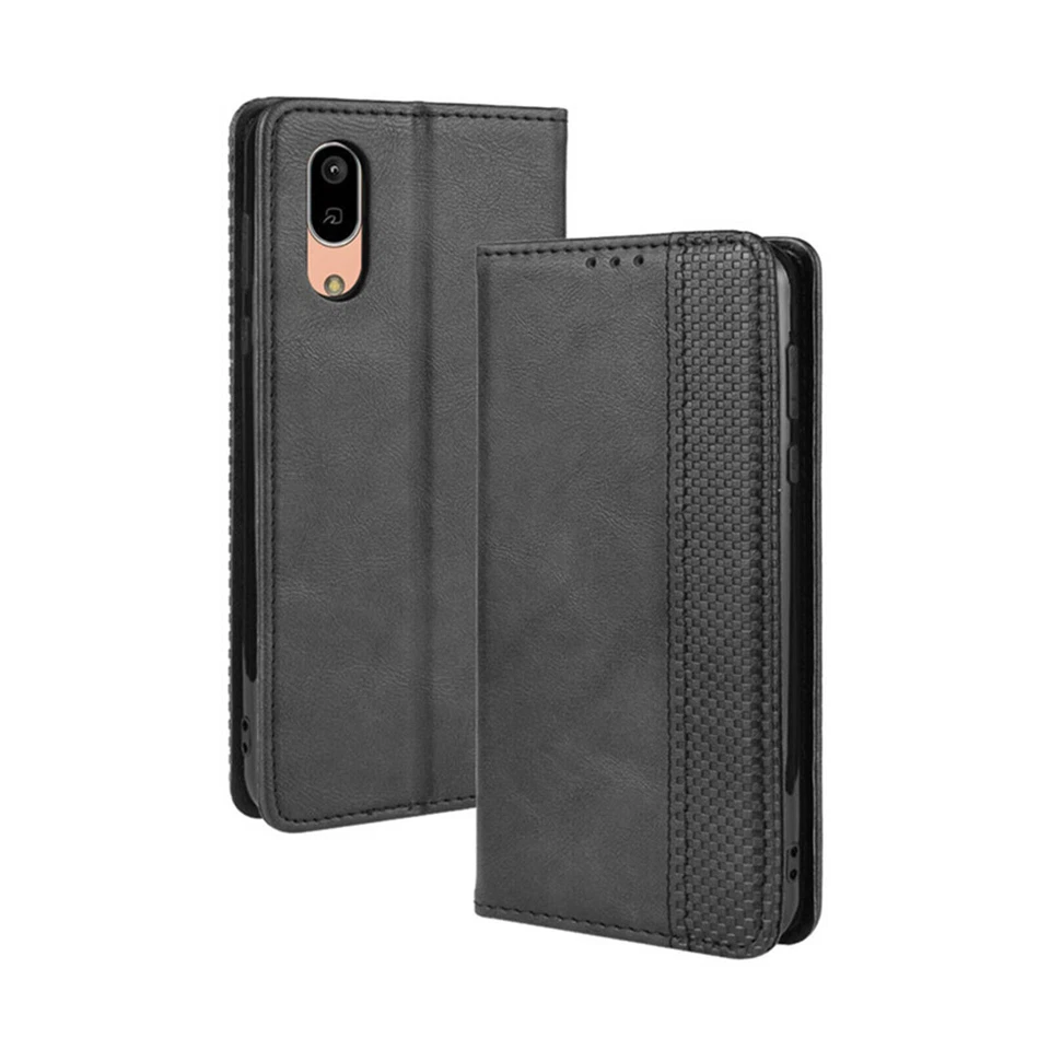 Leather Flip Wallet Case Protective Cover Skin For Sharp Aquos Sense3 Plus Retro - Image 4 of 4