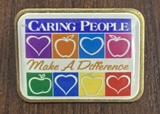 VINTAGE CARING PEOPLE MAKE A DIFFERENCE LAPEL HAT PIN (PROUDLY MADE IN USA)