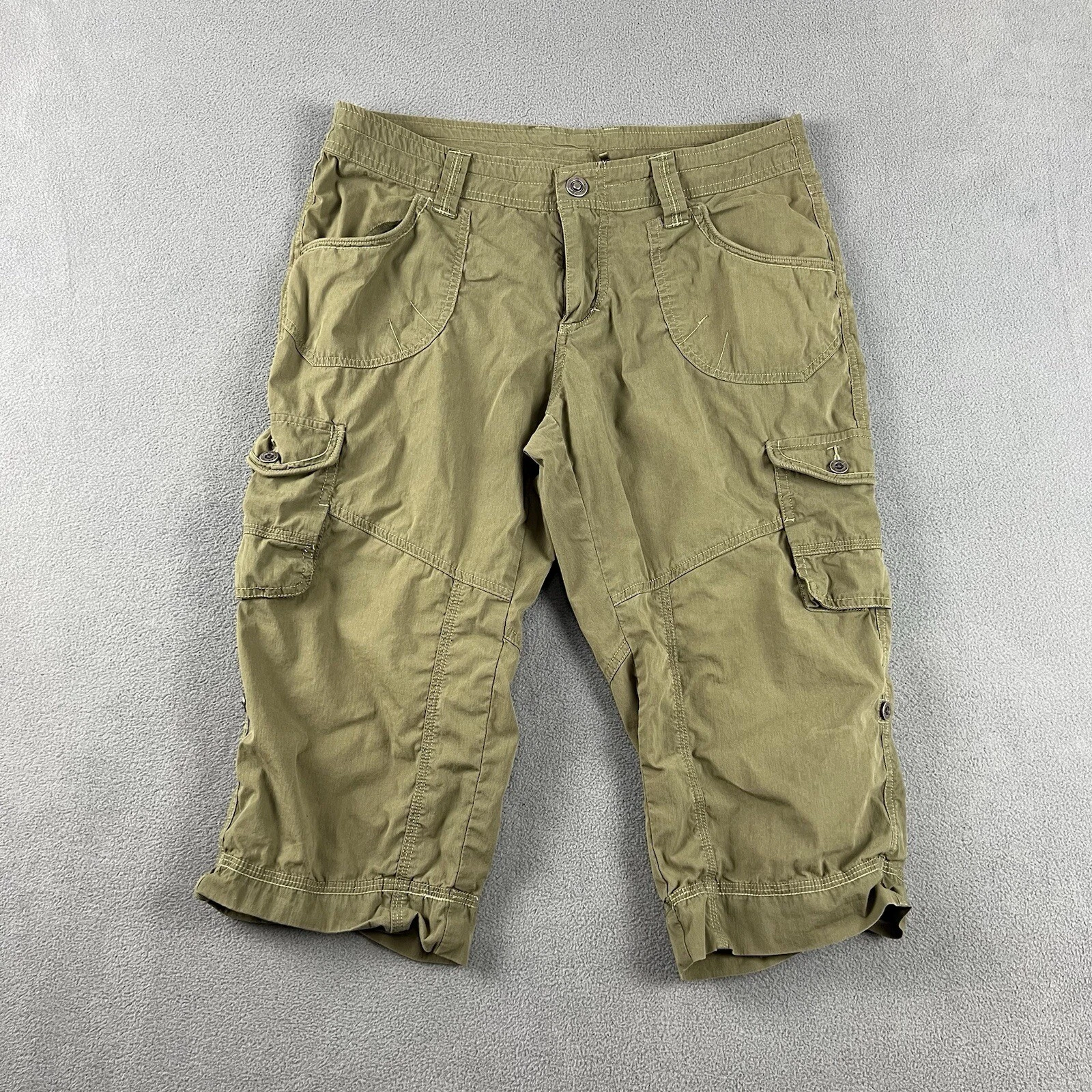 KUHL Pants Womens 6 Green Kontra Capri Stretch Shorts Outdoor Hiking Roll Up