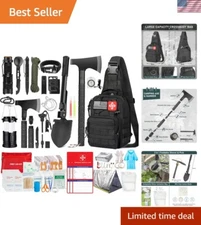 262Pcs Survival Kit with First Aid Pouch, Axe, Shovel & Crossbody Bag for Eme...