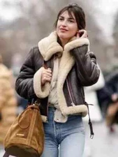 Women's B3 Brown RAF Aviator Shearling Fur Real Leather Bomber Jacket Coat