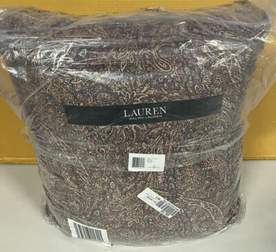 Ralph Lauren Hallie Paisley Reversible Comforter 3 Pcs Set Cotton Tan $430 King