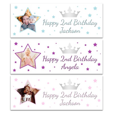 PERSONALISIERTE GEBURTSTAG PARTY BANNER NAME KRONE FOTO HAPPY WALL
