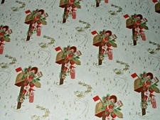 VTG CHRISTMAS 1960 WRAPPING PAPER LARGE 24" x 28" SLEIGH REINDEER MAILBOX NOS