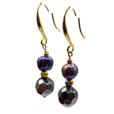 Earrings Peacock Baroque Pearl Black Faceted ...