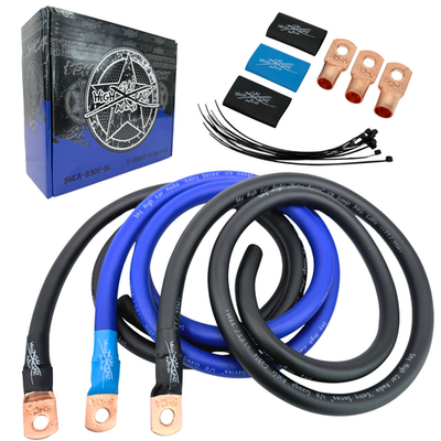 #ad Sky High Car Audio E Series 1 0 Big 3 Upgrade BLUE BLACK Electrical Wiring Kit $32.95