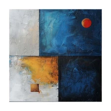 Blue Abstract Acrylic Oil Painting On Canvas Handmade Artwork A098