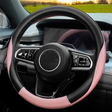 Soft Cute Light Pink Microfiber Leather Anti-slip Steering Wheel Cover Unive Soft Cute Light Pink Microfiber Leather Anti-slip Steering Wheel Cover Unive