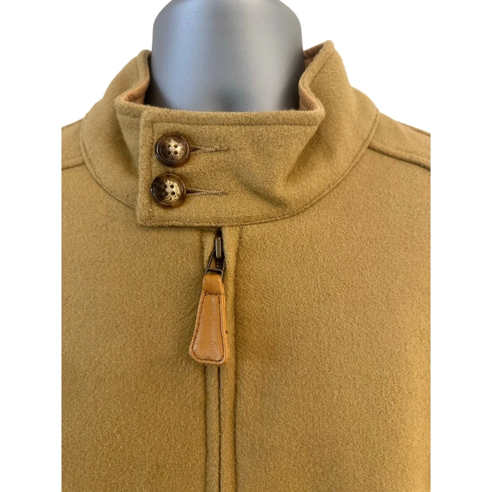 Orvis 100% Wool Camel 'Harrington' Bomber Jacket Plaid Flannel Lined Excellent L - Image 2 of 4